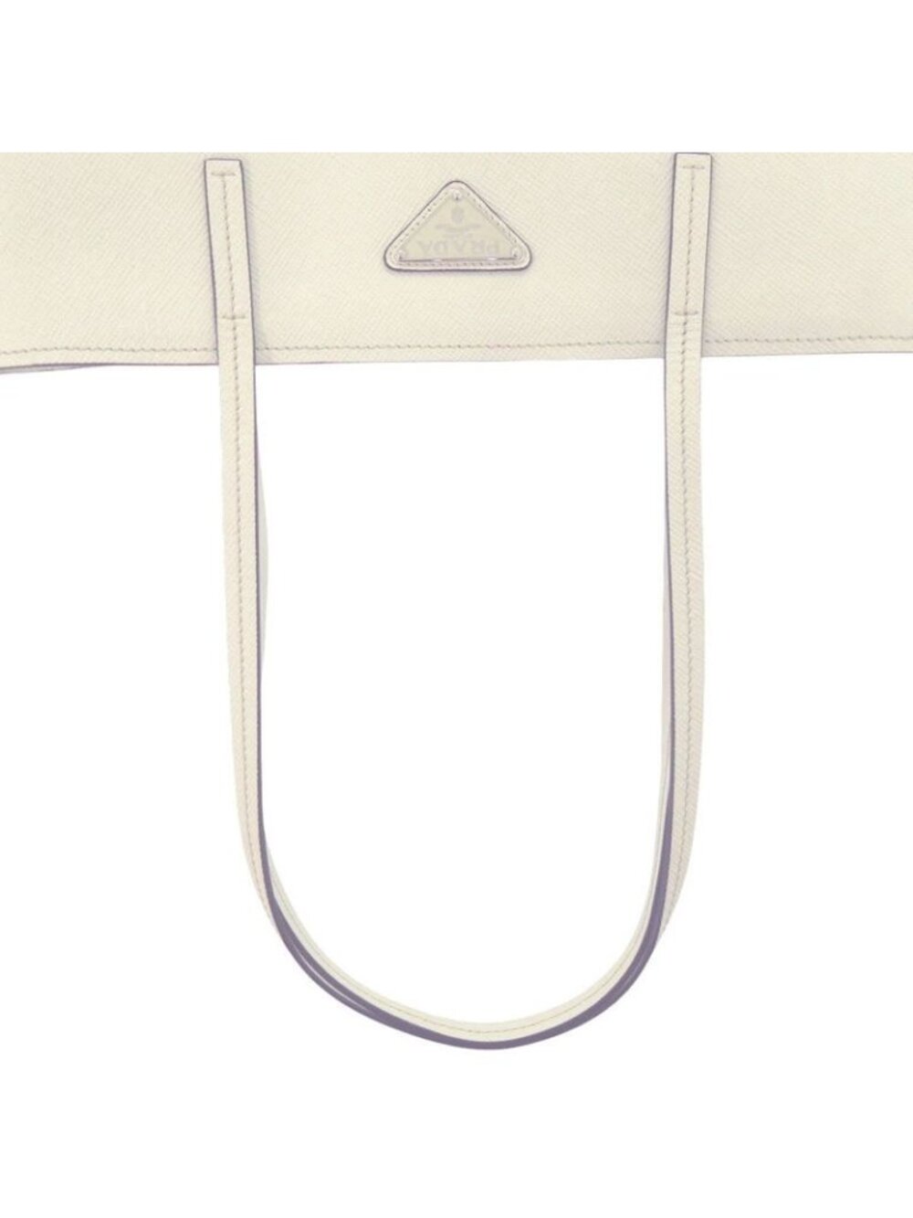 Prada Triangle Logo Plato Tote Silver Saffiano Leather White Shoulder Bag - Picture 4 of 9